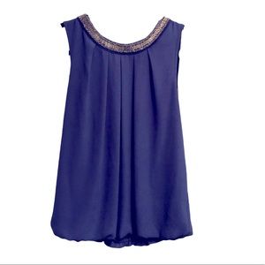 Jewelled Neckline Dressy Subtle Sexy blouse Sz 6